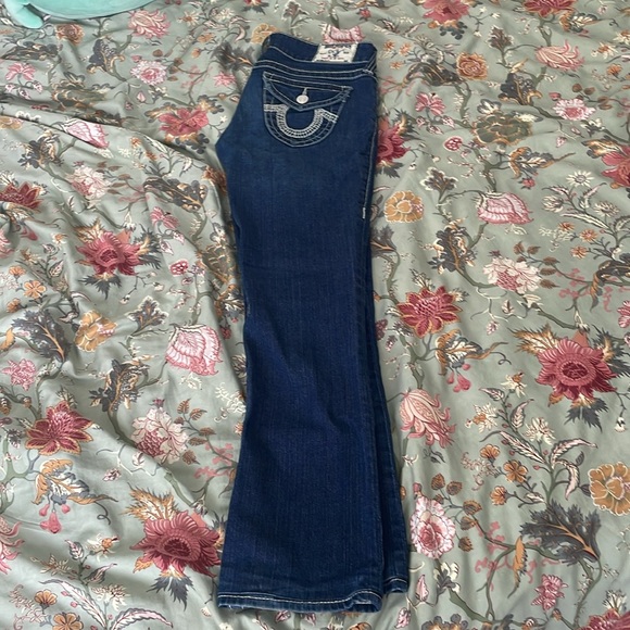 True Religion dark washed navy blue jeans. Size 28. Barely worn. - Picture 2 of 6